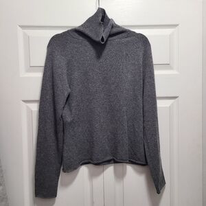 Gene‎ Meyer Cashmere Charcoal Turtleneck Sweater L Flaw